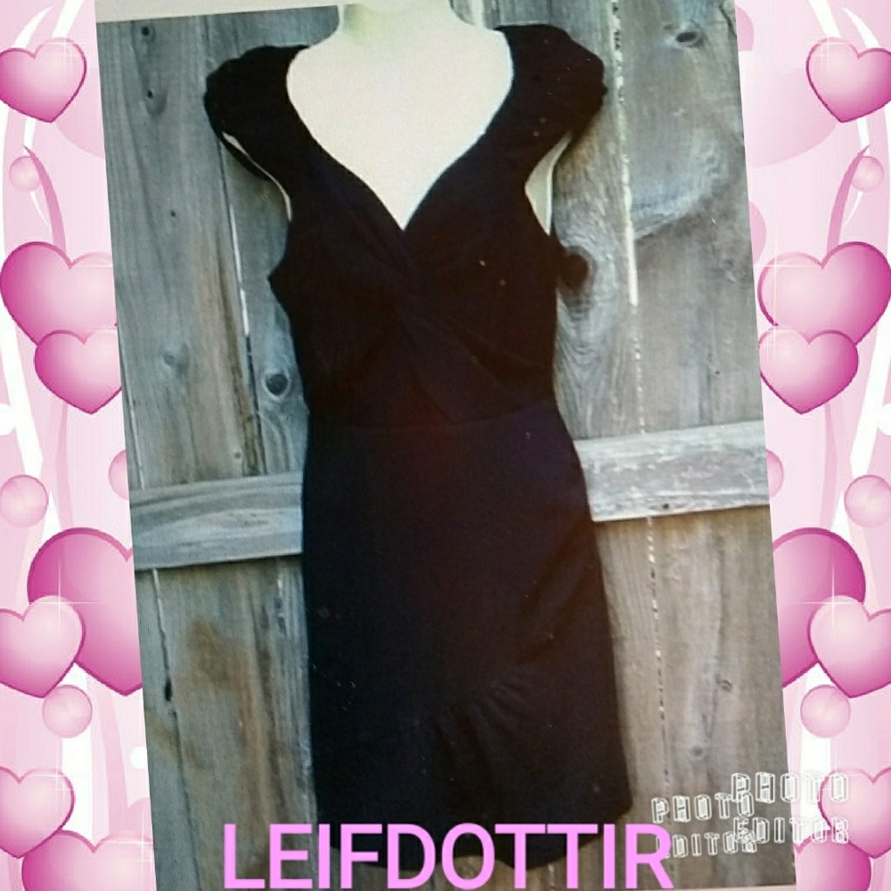LEIFSDOTTIR BLACK RUCHED DESIGNER DRESS - Picture 1 of 7